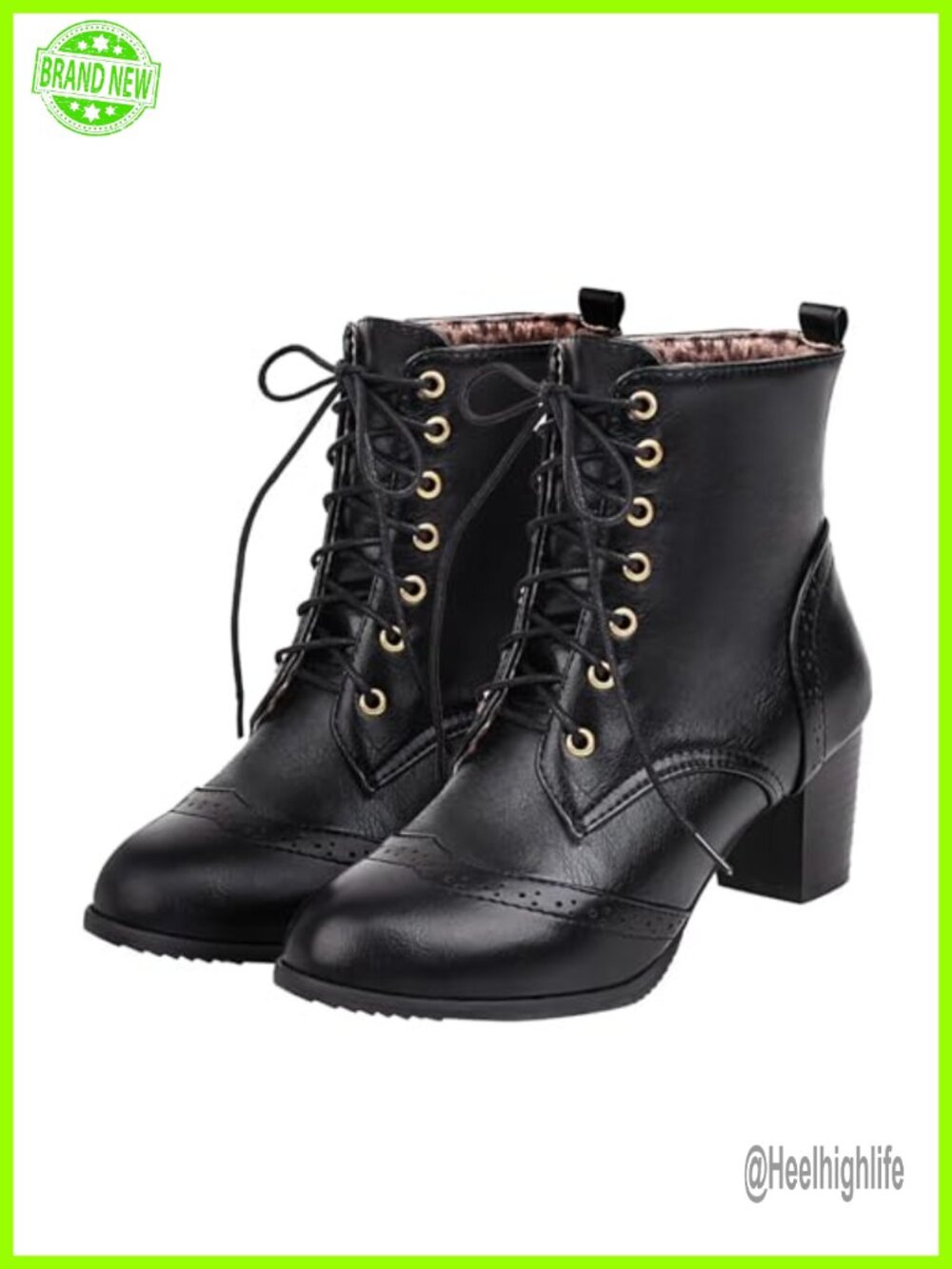 Women's Lace Up Ankle Boots Chunky Block Heel Round Toe Combat Booties